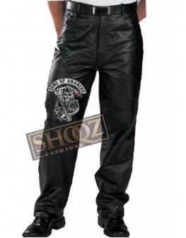 Sons Of Anarchy Charlie Hunnam Black Leather Pant